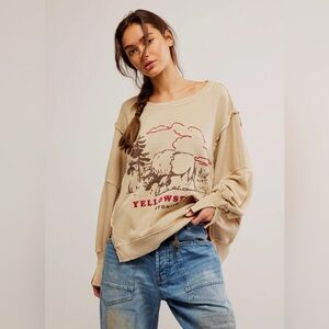 NWOT WE THE FREE Graphic Camden Pullover Yellowstone MSRP $98 XL SOLD OUT COLOR